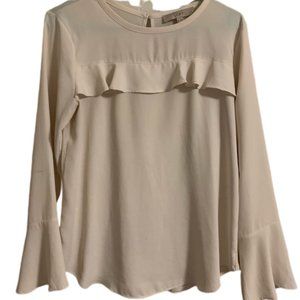 XS Loft White Ruffle Blouse